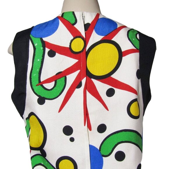 VTG 80s 90s GILLIAN Abstract SILK POP ART Atomic Mod Artsy Geometric Dress M - Picture 6 of 10